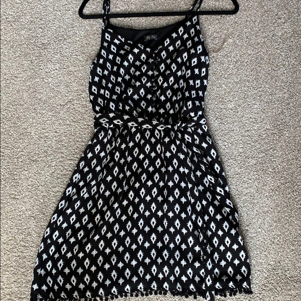 Black and white skinny strap dress